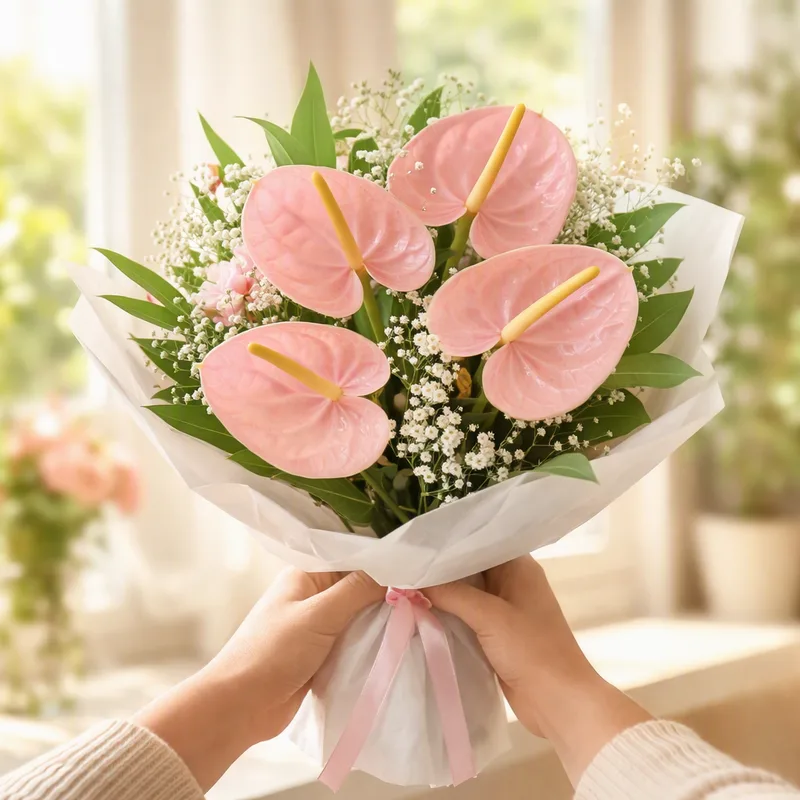 Anthurium (flor de flamenco) - rosa - imagen 3